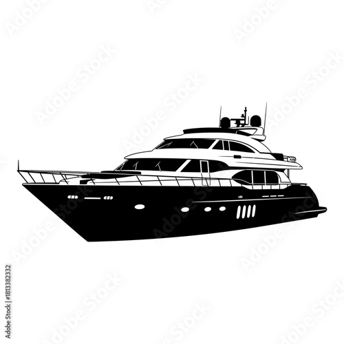 Luxurious Silhouette of a Modern Day Yacht Water Travel Leisure Graphic