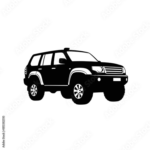 Modern Sporty Black SUV Silhouette on White Background Versatile Automotive Graphic