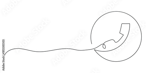 Continuous One Line Drawing of handset cell icon vector. vintage telephone, hotline symbol. vector illustration.
