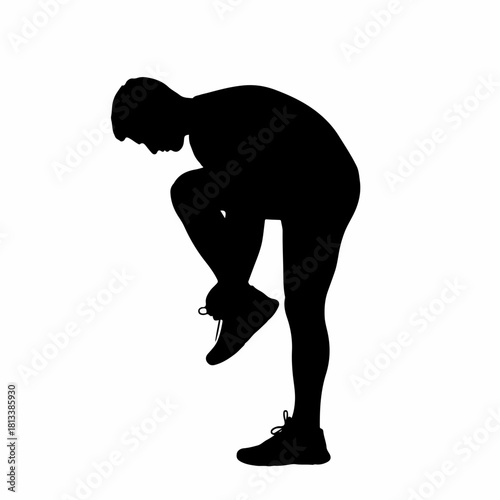 black silhouette runner tying shoe clip art preview
