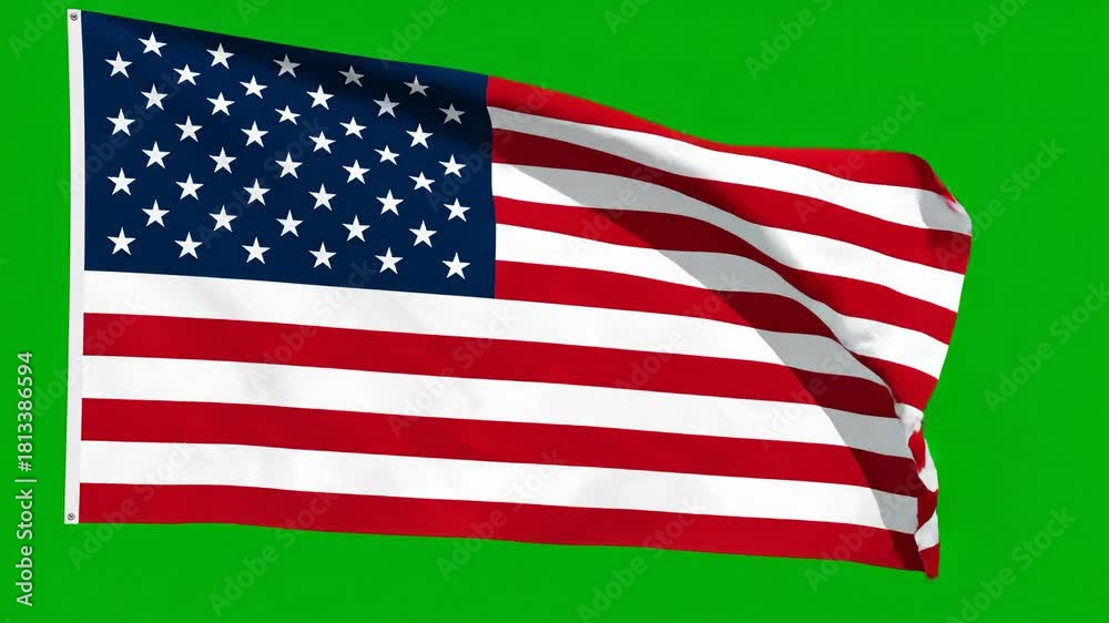 custom made wallpaper toronto digitalWaving American Flag on Green Screen Background, Chroma Key