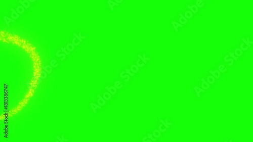 Elegant Curved Golden Particles Flowing Smoothly in a Vibrant Green Background Animation