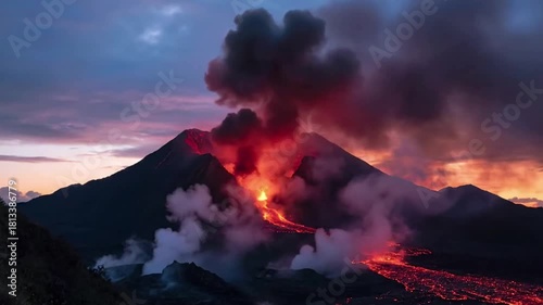 Time lapse of Volcanic Activity: Shifting Smoke and Eruptive Cycles Visualizing the dynamic changes of a volcano over time, from subtle gas emissions to the build up and release of eruptive energy?