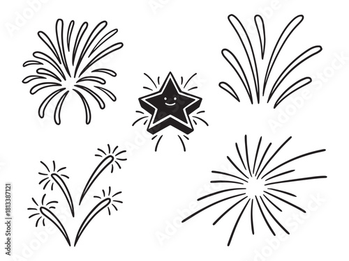 hand drawn cartoon fireworks illustrations