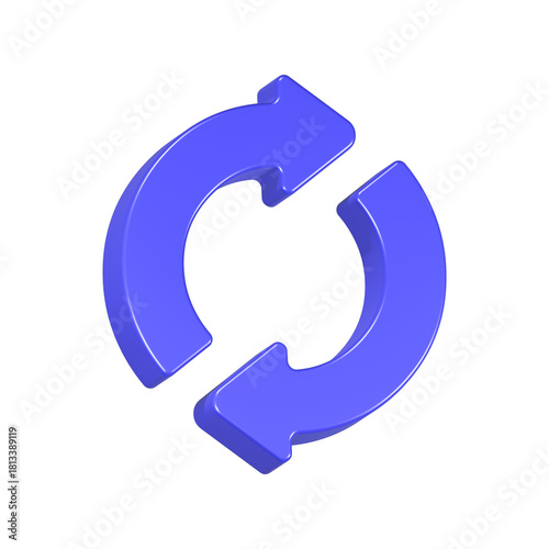 Quadro su tela recycle replay icon 3d rendering symbol