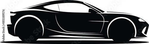 Silhouette of Racing Sports Car with Aggressive Modern Design