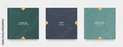 collection of minimalistic style social media banner with leaf design