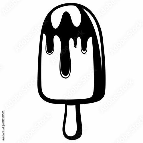 Sweet Summer Treat: A tempting ice cream bar drips with rich chocolate, a classic summertime indulgence, perfect for refreshing moments.