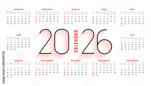 minimal 2026 calendar template for monthly event organizer
