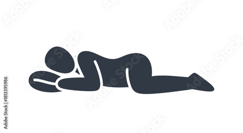 Simple illustration of a person lying prone in a relaxed position