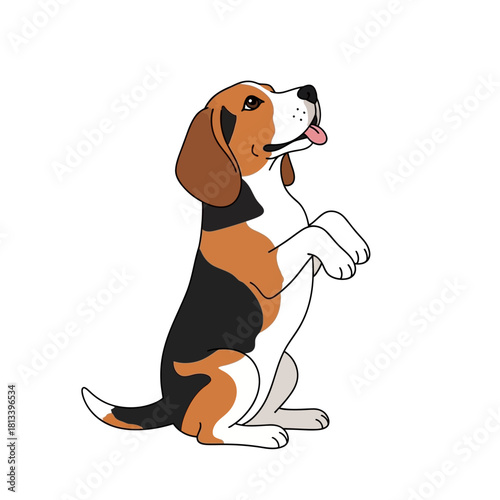 Cute Begging Beagle Dog Vector Art | Playful Tricolor Pet Illustration