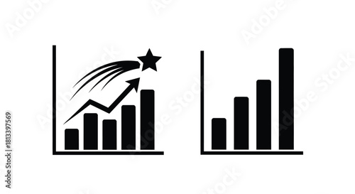 Growth chart with a shooting star symbolizes business success and achievement