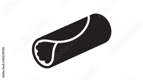 Black and white burrito icon simple flat vector illustration for menu design isolated on white background