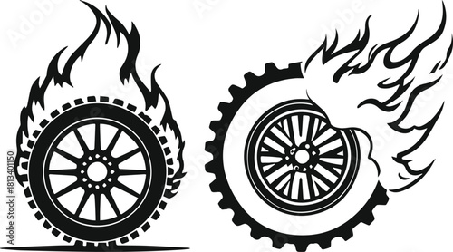 car wheel with flames