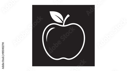 Apple icon minimalist vector glyph design simple food symbol for app and web design isolated on black background