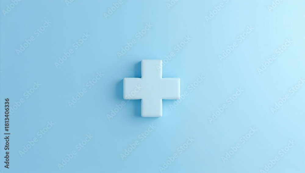 Obraz premium Minimalist Blue Background with Medical Cross Symbol on Surface