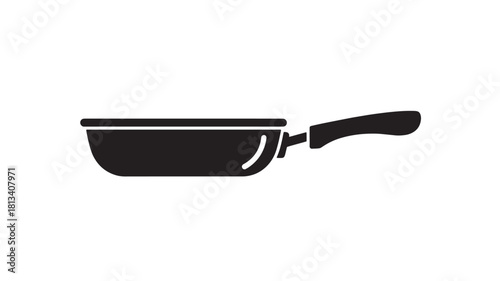 Frying pan icon kitchen utensil in simple flat vector design isolated on white background