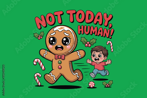 happy easter bunny, Cute Gingerbread Man Running Cartoon Christmas Vector Illustration