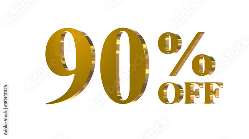90% OFF Promotional Graphic – 3D Bold Gold 