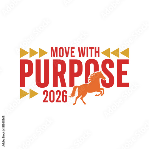 Typography t-shirt design: move with purpose 2026