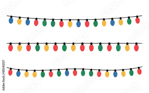 Cheerful festive string lights bring holiday magic to any design with red, green, yellow, and blue bulbs for a joyful seasonal celebration