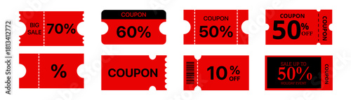 Black Friday coupon set, vouchers promotion design template for sale, special price offers banner, promotion poster. Vector illustration