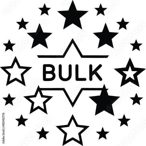 BULK" Text Surrounded by a Starburst of Black and White Stars