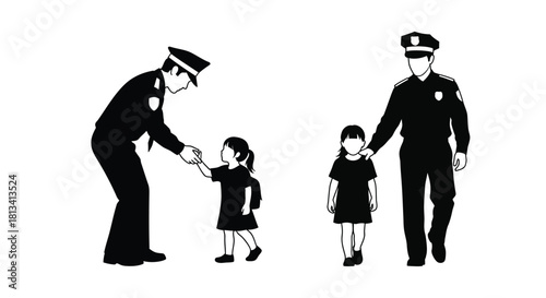 A touching scene depicting police officers interacting with young children