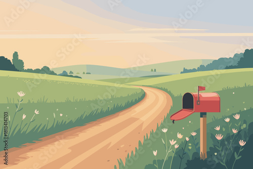 Sunlit Countryside Mailbox Artwork | Sunflowers, Meadows & Warm Field Scene