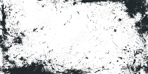 Distressed overlay grunge texture background black and white scratch grit dust worn rough urban wall surface design vector element.