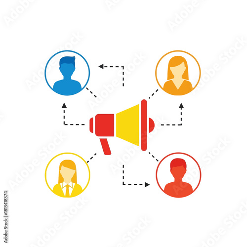 Communication network spreading message to connected user profiles