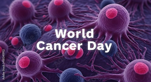 World Cancer Day Concept Illustration with Cells and Tumors