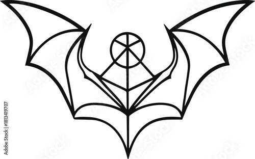  Single stroke bat symbol with hidden geometric moon inside its wings — sacred geometry theme 3