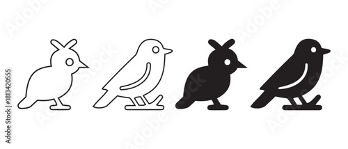 Minimalist bird icon set vector illustration. outline and solid.