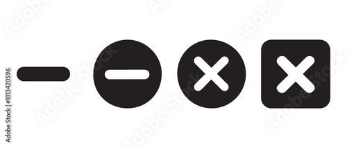 Interface vector icons. minimize, close, error, delete signs.