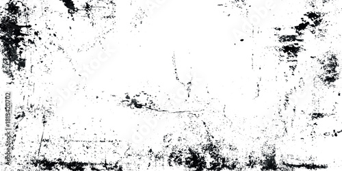Abstract black ink splatter texture on white background grunge paint splash overlay distressed brush stroke pattern using as a tails and wall design.