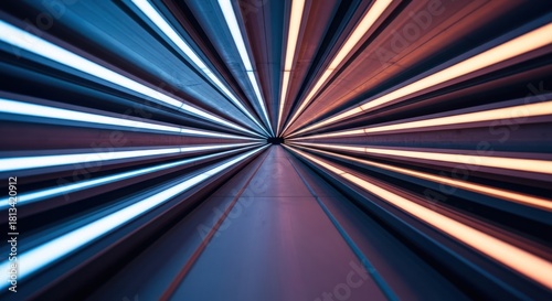 Wallpaper Mural Vibrant blue and orange light trails converge rapidly in a futuristic, high-speed tunnel Torontodigital.ca
