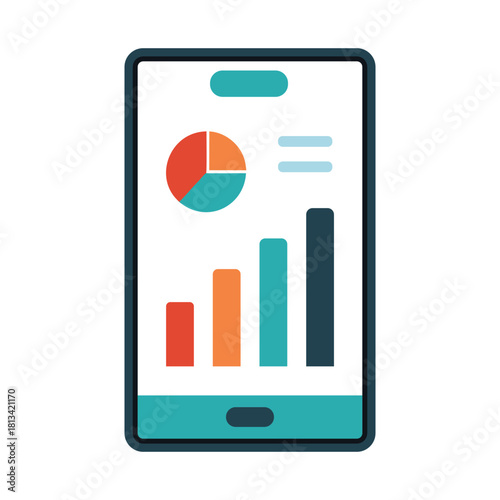Mobile analytics dashboard vector illustration isolated on a white background