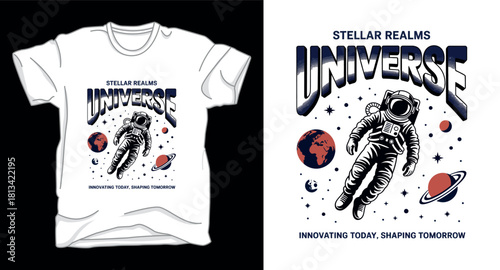 Universe astronaut galaxy graphic vector art t-shirt design print