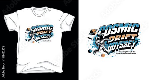 Cosmic drift astronaut galaxy graphic vector art t-shirt design print