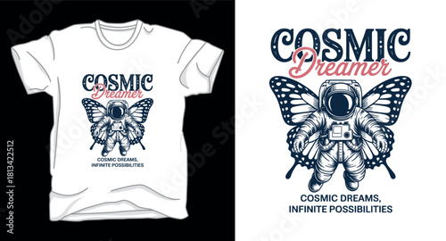 Cosmic dreamer astronaut galaxy graphic vector art t-shirt design print