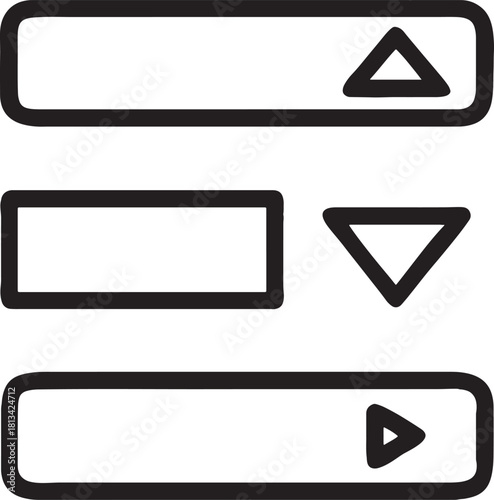 Scroll bar with up, down, and right arrow in black color