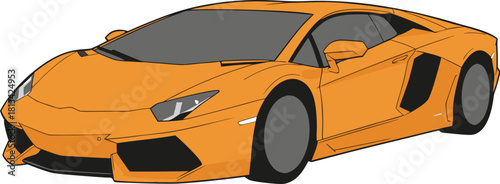 Orange Supercar Vector Illustration