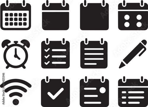 Collection of icons representing time management and organization