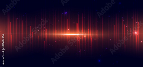 Technology futuristic vertical lines network connection speed orange on dark background.
