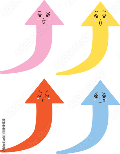 4つの表情の矢印キャラクターセット