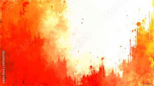 Vibrant Abstract Orange Watercolor Texture Background. Fiery Yellow Splatters, Ink Drips & Grunge. Warm Amber Autumn Glow for Creative Design, Digital Art & Wallpapers.