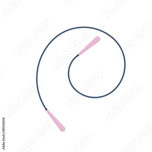 A flat vector illustration of a pink and blue jumping rope with ergonomic handles, isolated on a white background