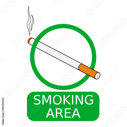 smoking area sign with cigarette