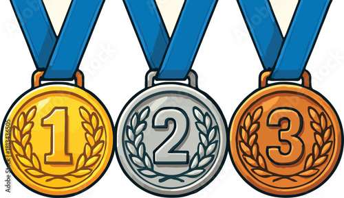 Gold Silver Bronze Medals Award Recognition for Winners
